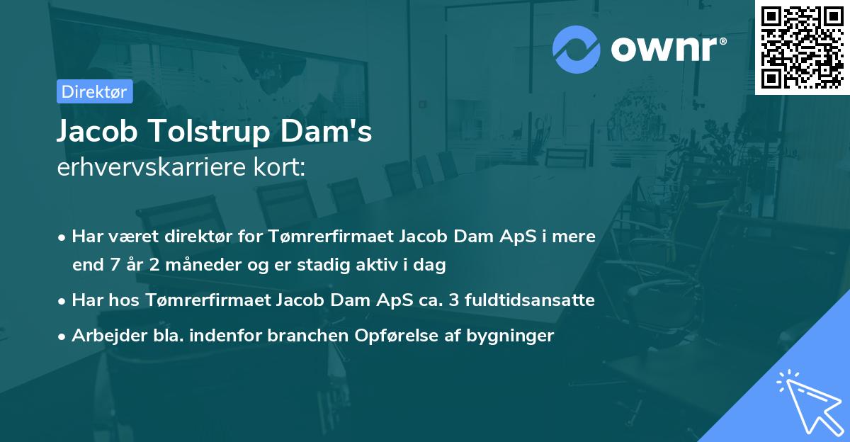 Jacob Tolstrup Dam's erhvervskarriere kort