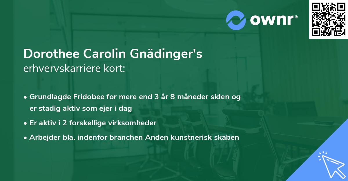 Dorothee Carolin Gnädinger's erhvervskarriere kort