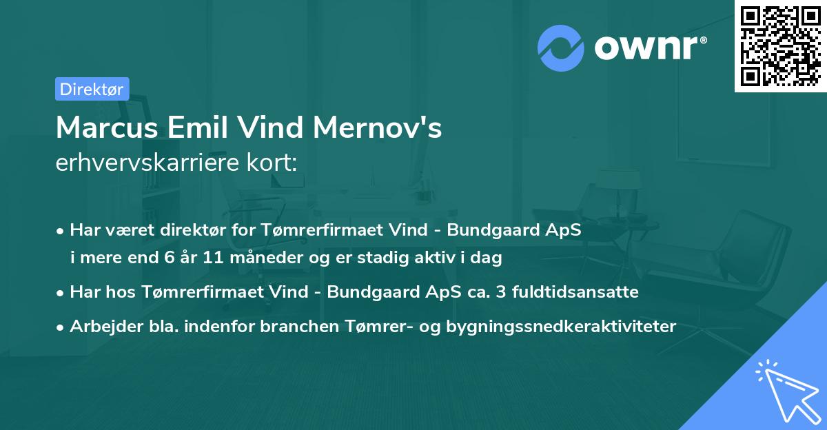 Marcus Emil Vind Mernov's erhvervskarriere kort