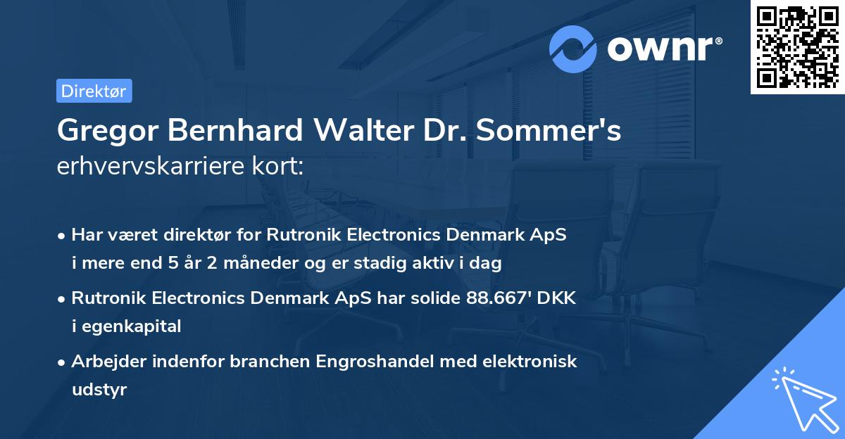 Gregor Bernhard Walter Dr. Sommer's erhvervskarriere kort