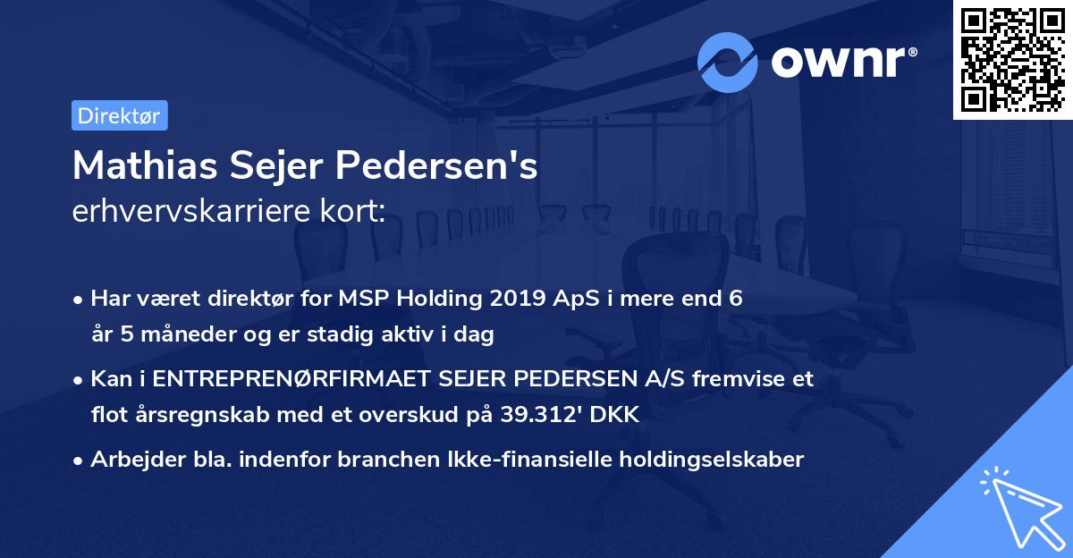 Mathias Sejer Pedersen's erhvervskarriere kort