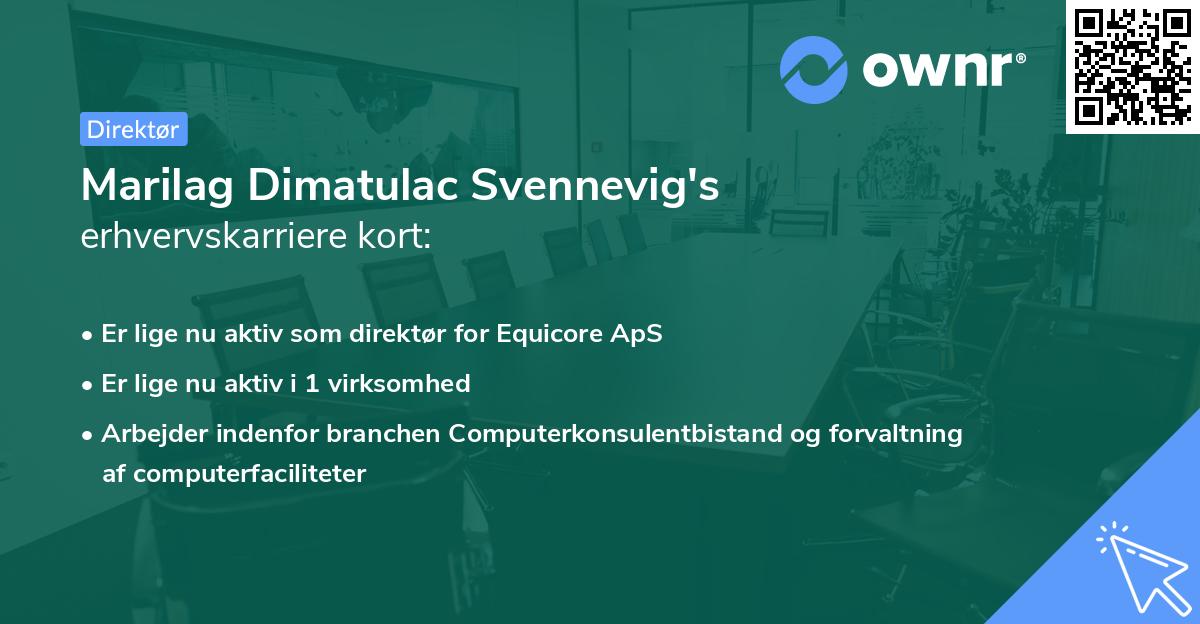 Marilag Dimatulac Svennevig's erhvervskarriere kort