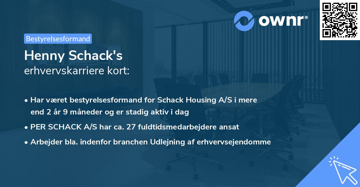 Henny Schack's erhvervskarriere kort