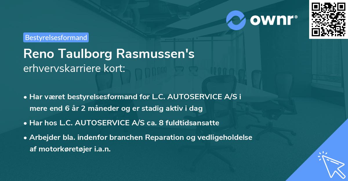 Reno Taulborg Rasmussen's erhvervskarriere kort