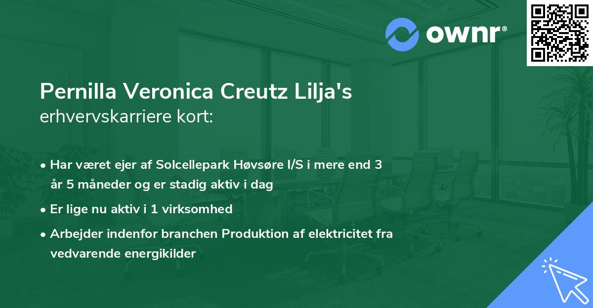 Pernilla Veronica Creutz Lilja's erhvervskarriere kort
