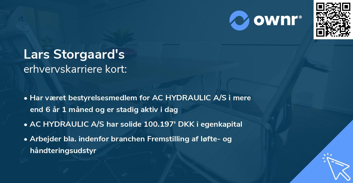 Lars Storgaard's erhvervskarriere kort