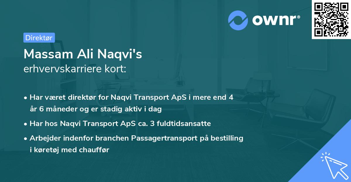 Massam Ali Naqvi's erhvervskarriere kort