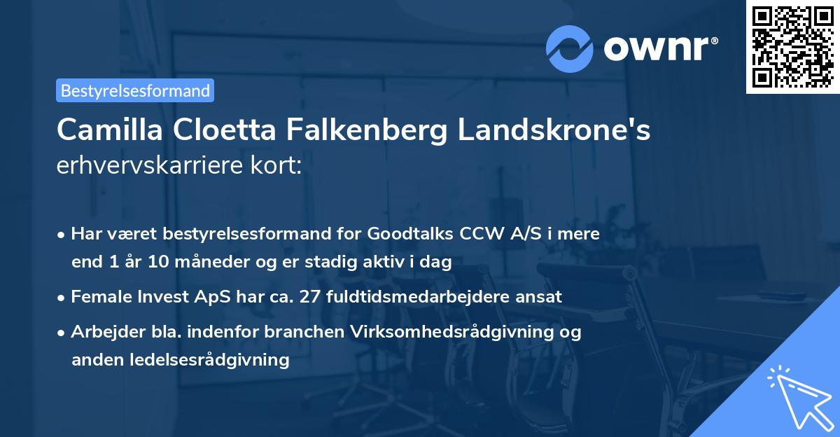 Camilla Cloetta Falkenberg Landskrone's erhvervskarriere kort