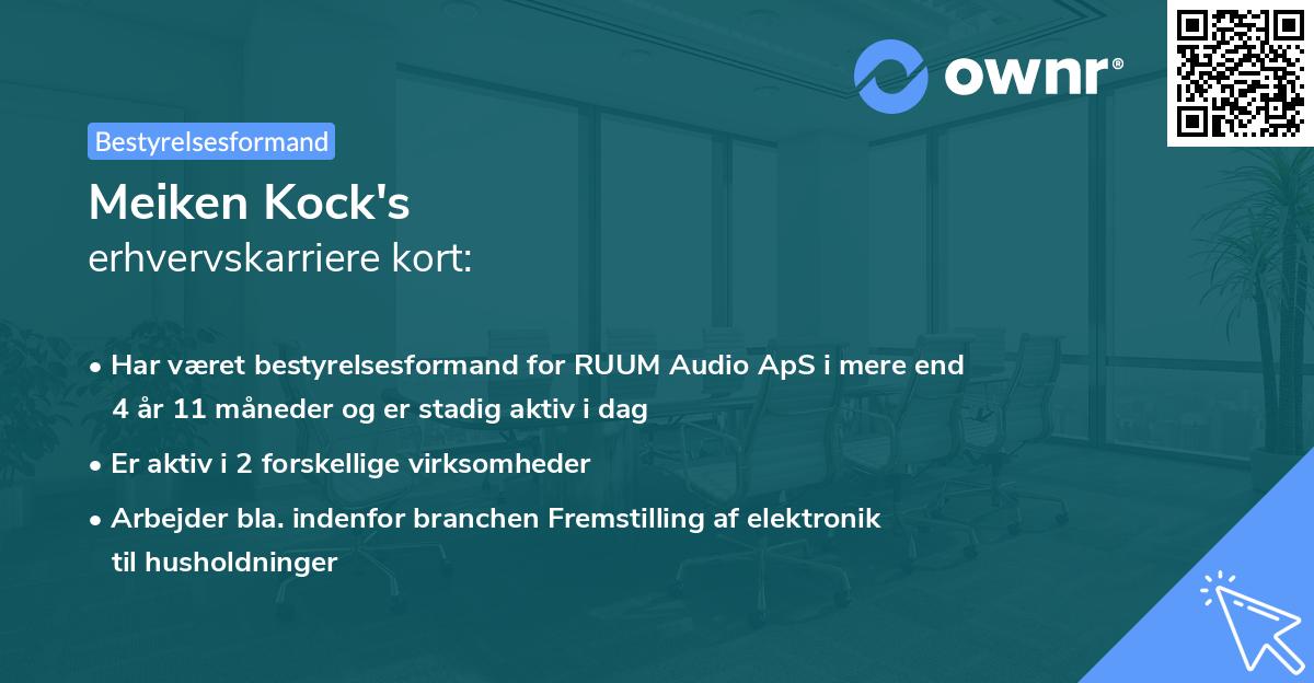 Meiken Kock's erhvervskarriere kort