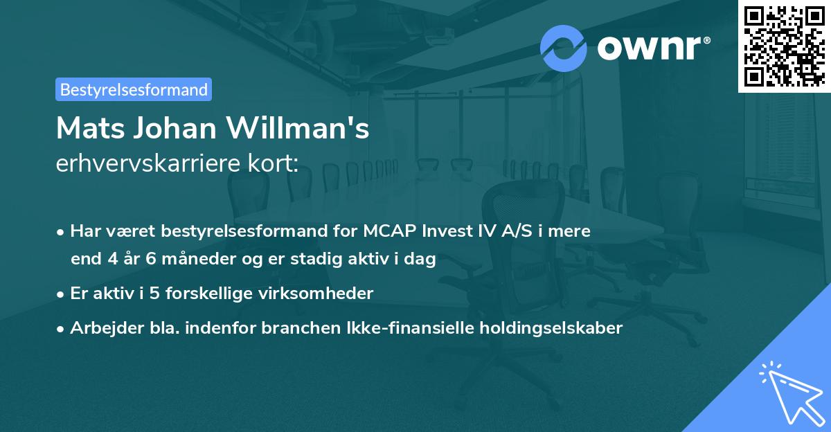 Mats Johan Willman's erhvervskarriere kort