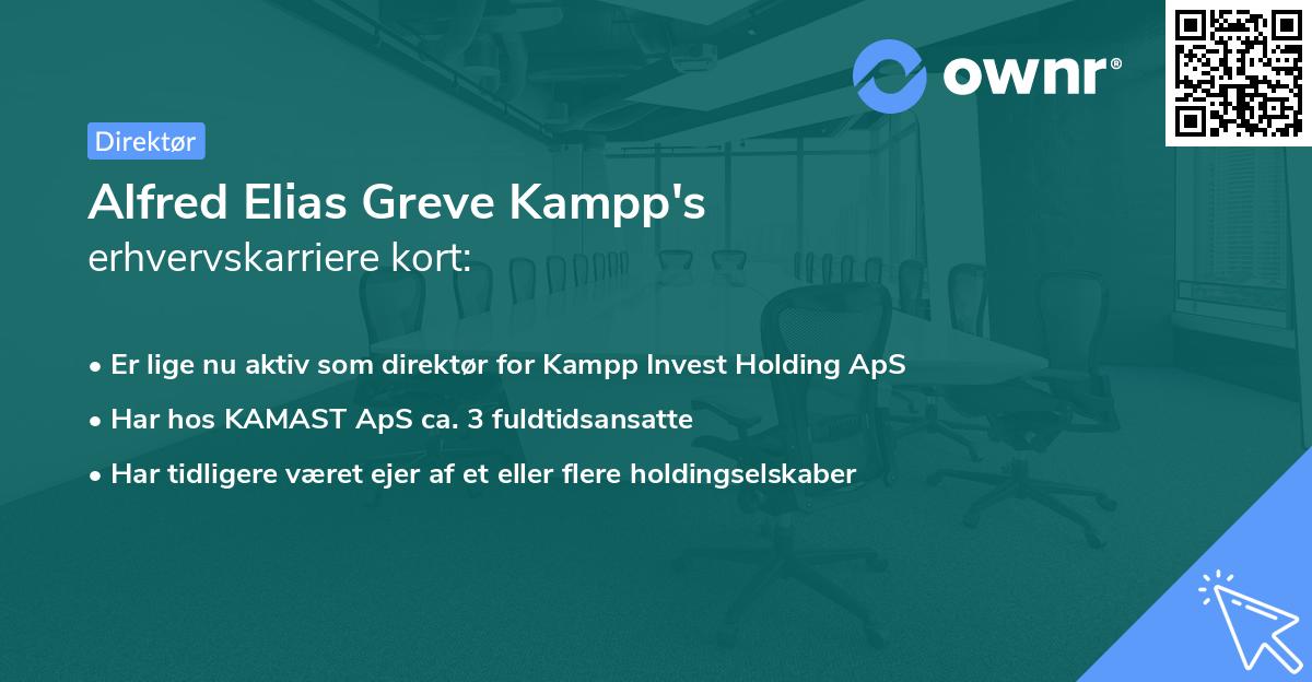 Alfred Elias Greve Kampp's erhvervskarriere kort