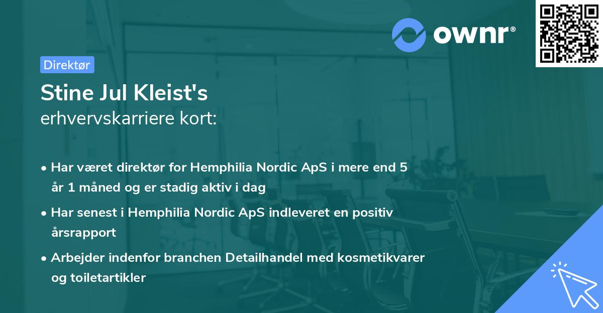Stine Jul Kleist's erhvervskarriere kort