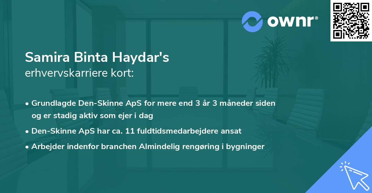 Samira Binta Haydar's erhvervskarriere kort