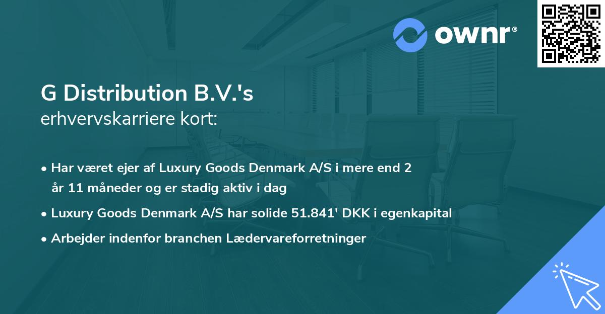 G Distribution B.V.'s erhvervskarriere kort