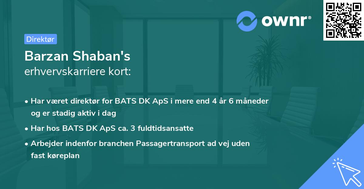 Barzan Shaban's erhvervskarriere kort