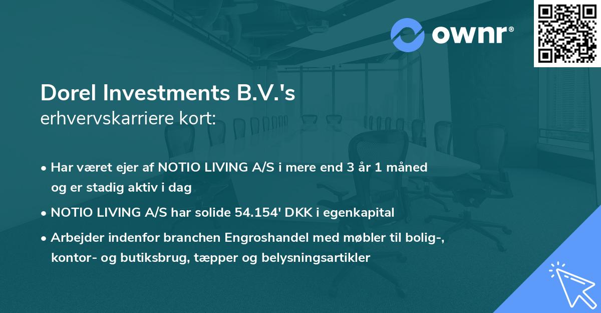 Dorel Investments B.V.'s erhvervskarriere kort