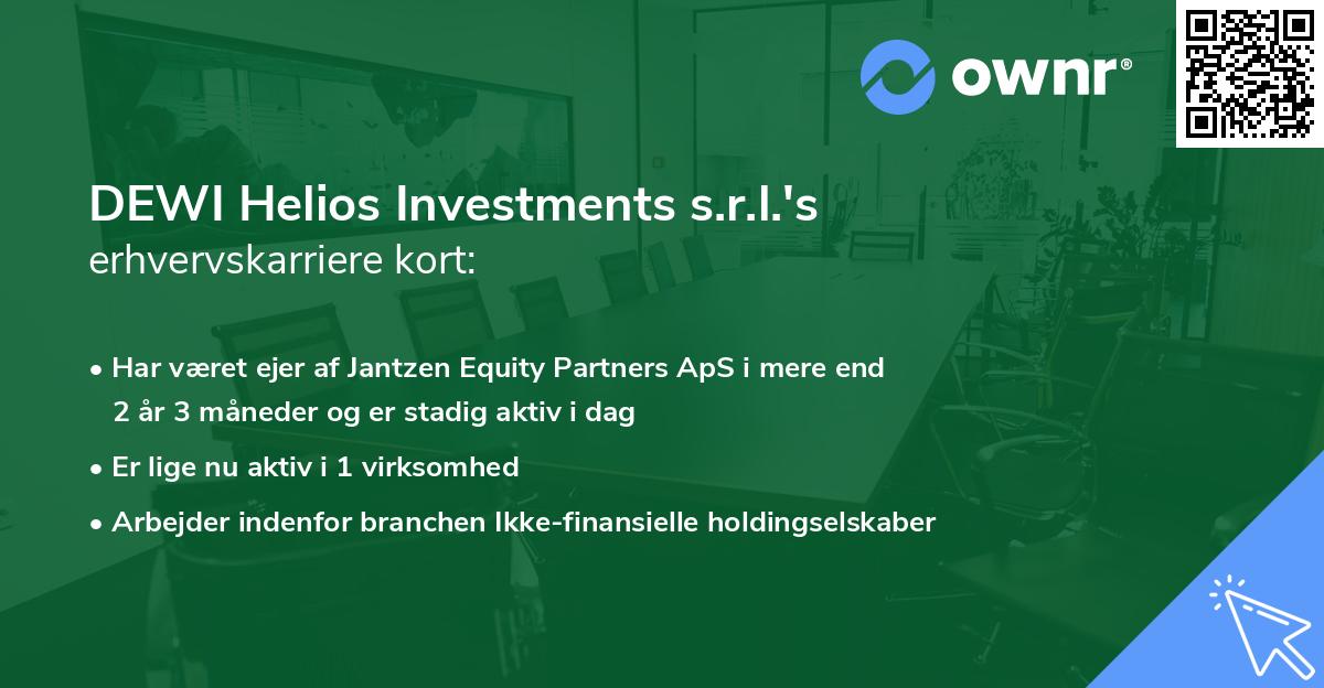 DEWI Helios Investments s.r.l.'s erhvervskarriere kort