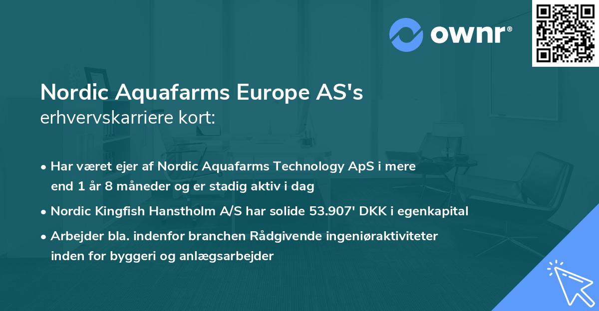 Nordic Aquafarms Europe AS's erhvervskarriere kort