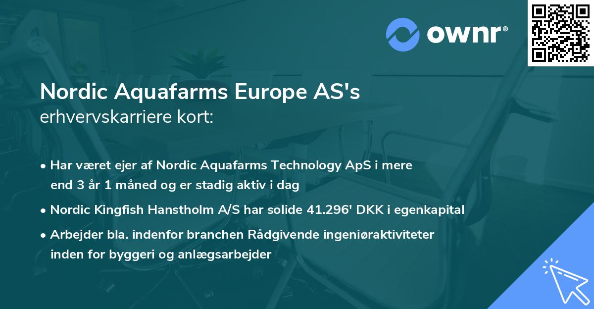 Nordic Aquafarms Europe AS's erhvervskarriere kort