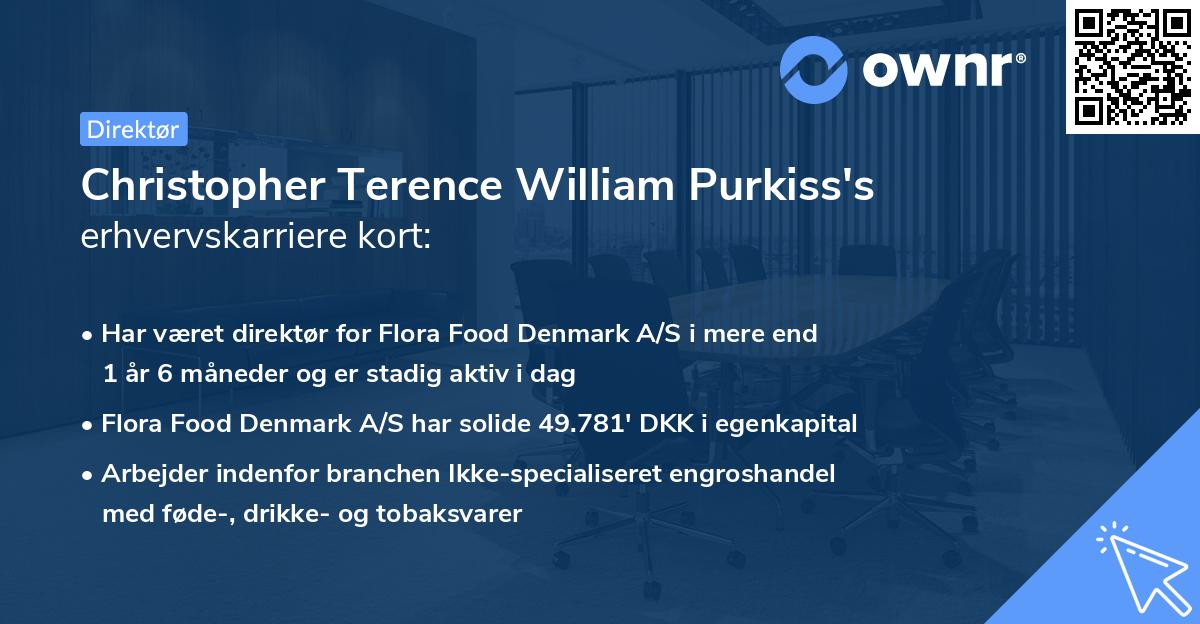 Christopher Terence William Purkiss's erhvervskarriere kort