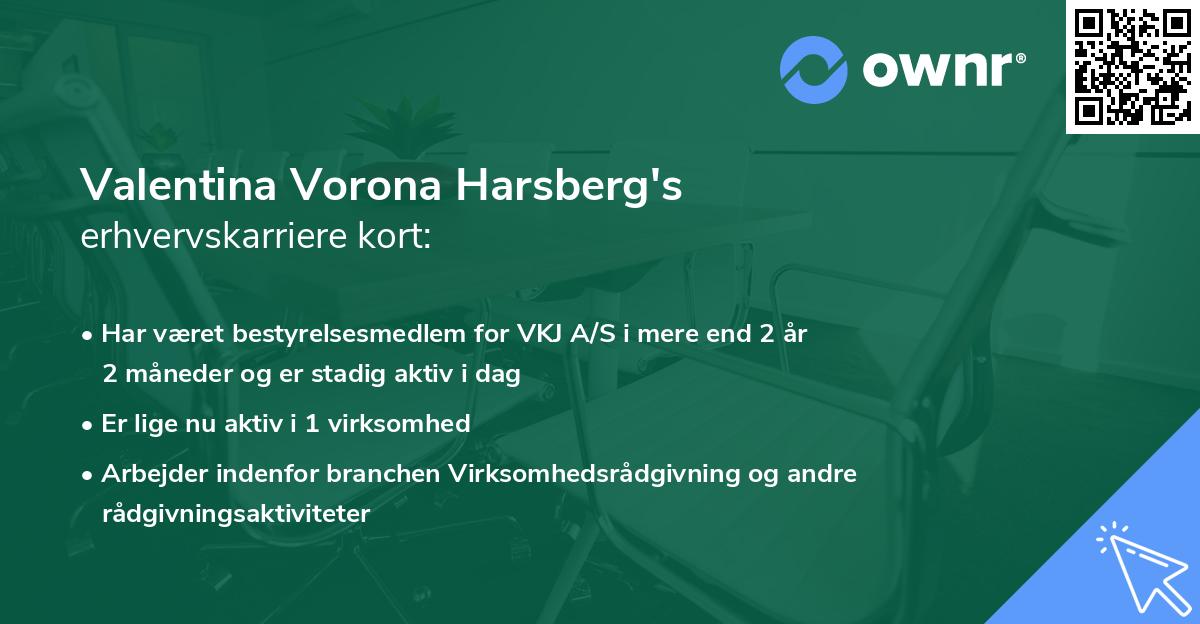 Valentina Vorona Harsberg's erhvervskarriere kort