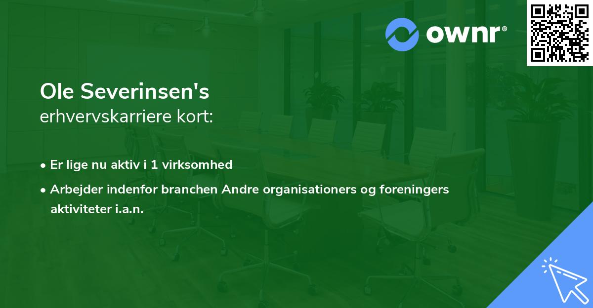 Ole Severinsen's erhvervskarriere kort