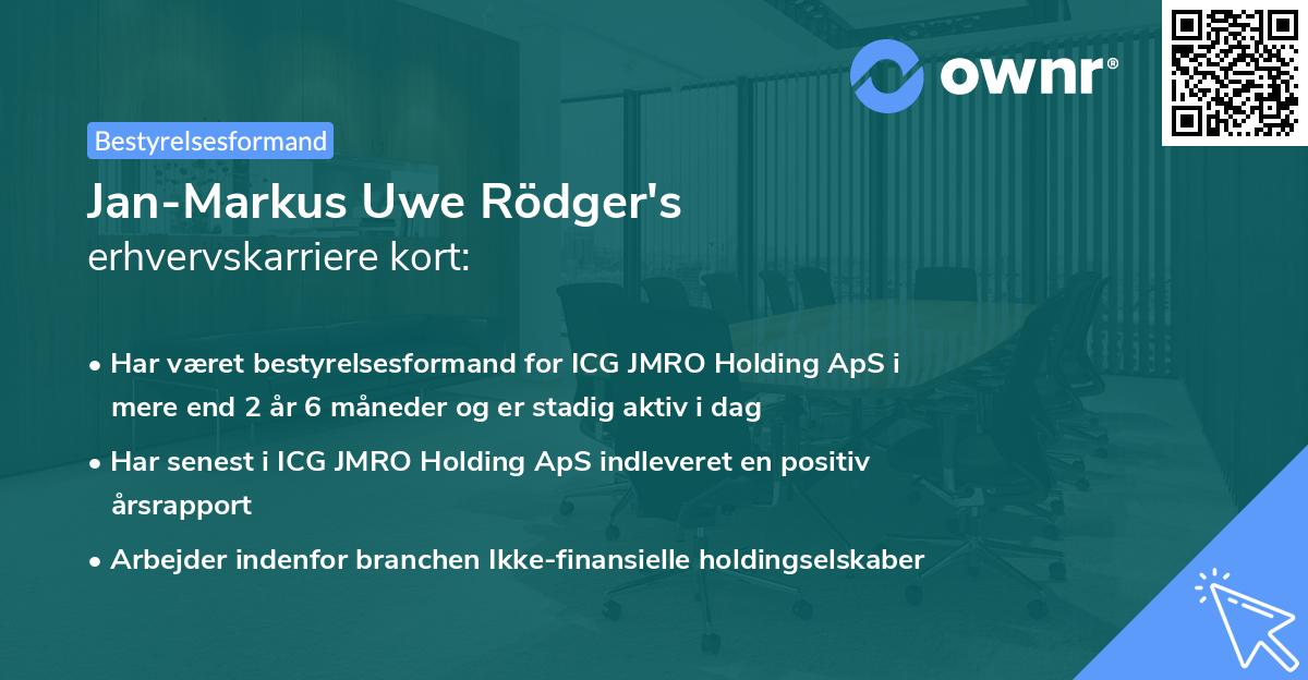 Jan-Markus Uwe Rödger's erhvervskarriere kort