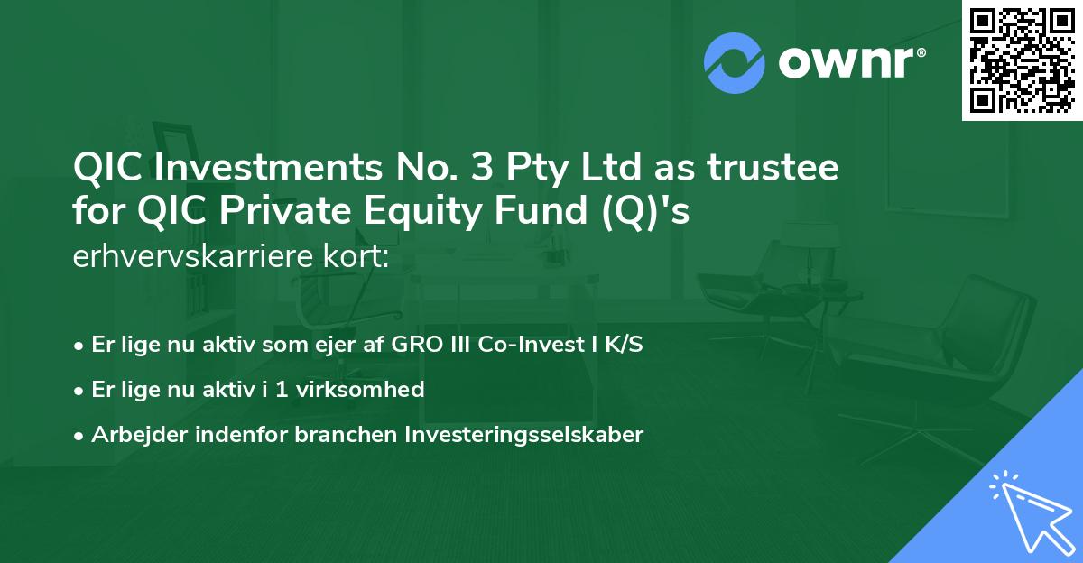 QIC Investments No. 3 Pty Ltd as trustee for QIC Private Equity Fund (Q)'s erhvervskarriere kort