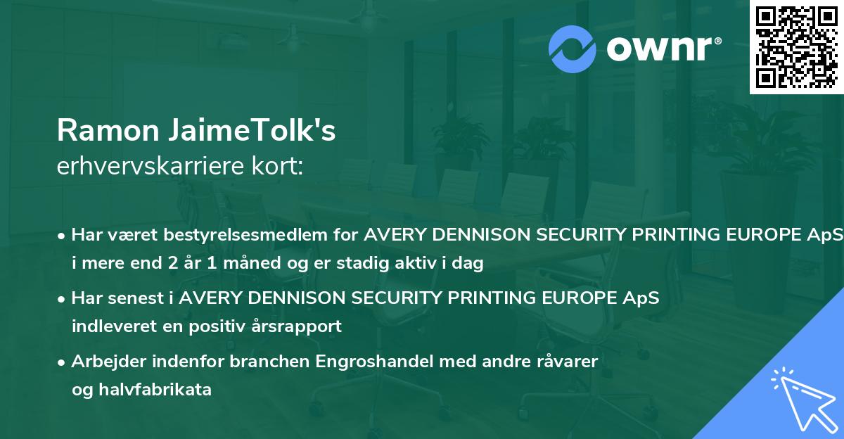 Ramon JaimeTolk's erhvervskarriere kort