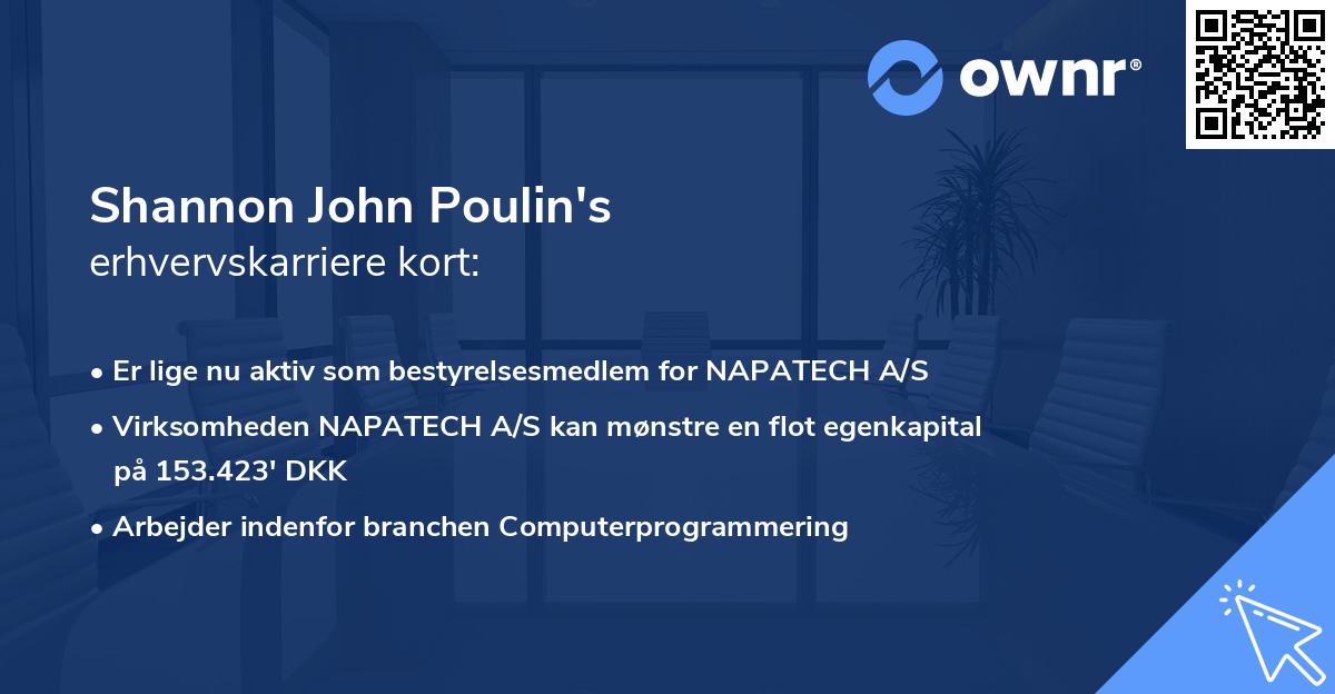 Shannon John Poulin's erhvervskarriere kort