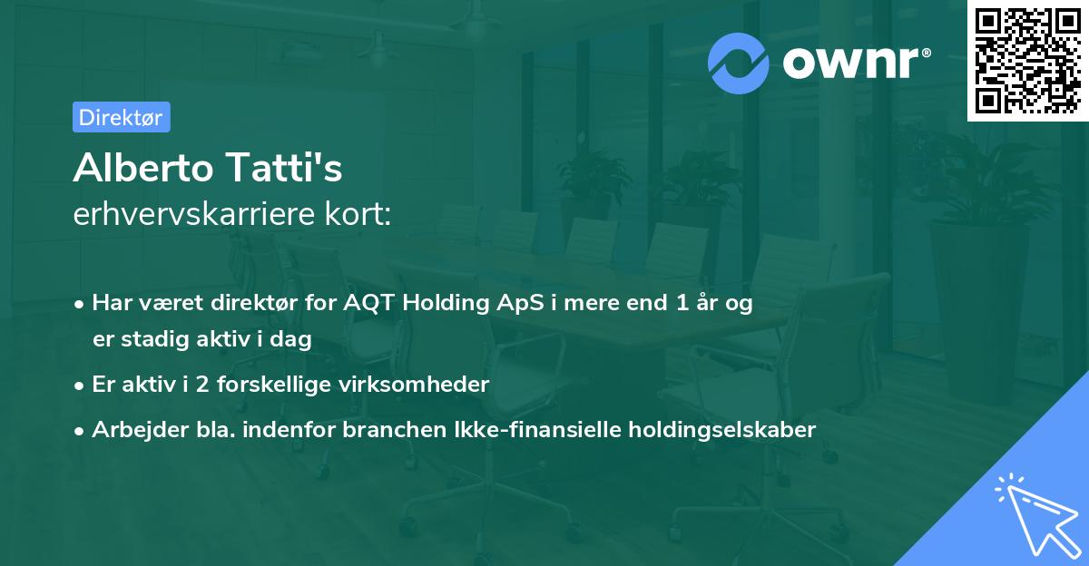 Alberto Tatti's erhvervskarriere kort