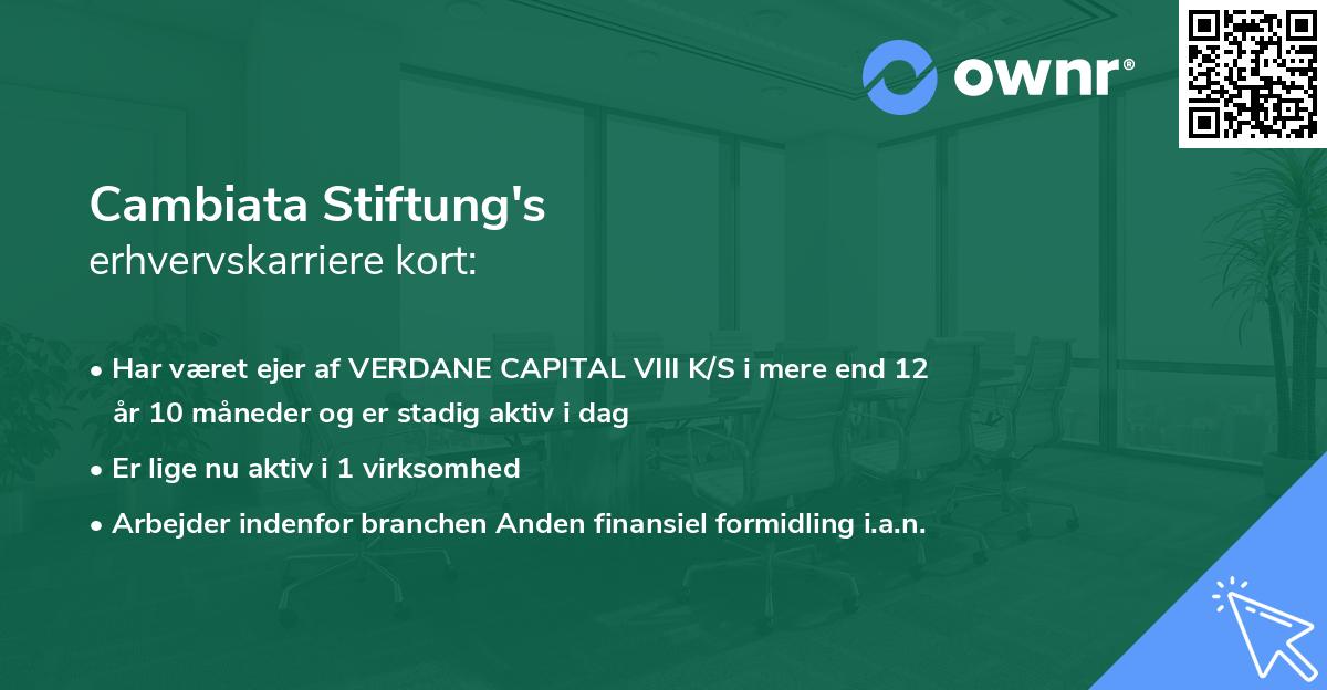 Cambiata Stiftung's erhvervskarriere kort