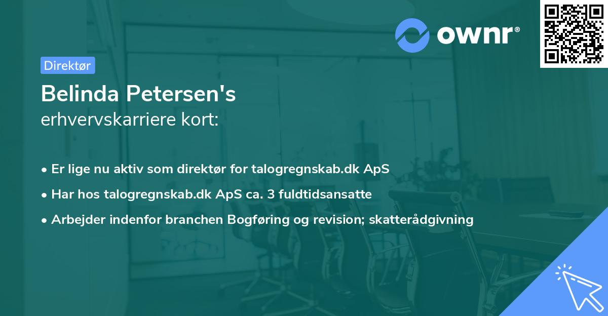 Belinda Petersen's erhvervskarriere kort