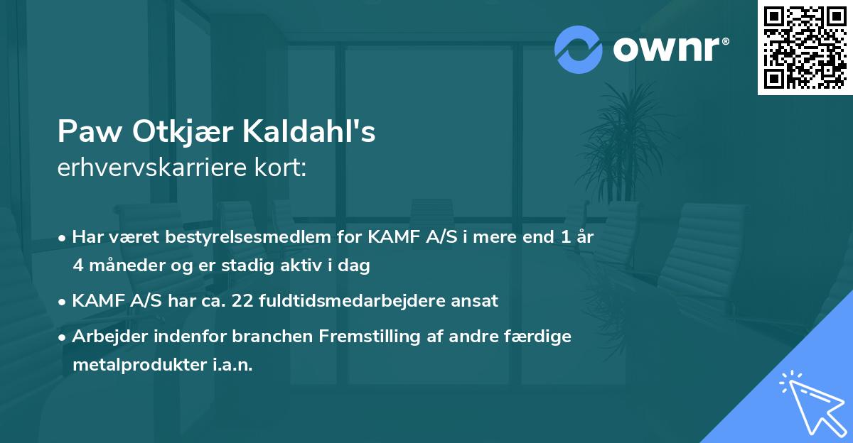 Paw Otkjær Kaldahl's erhvervskarriere kort