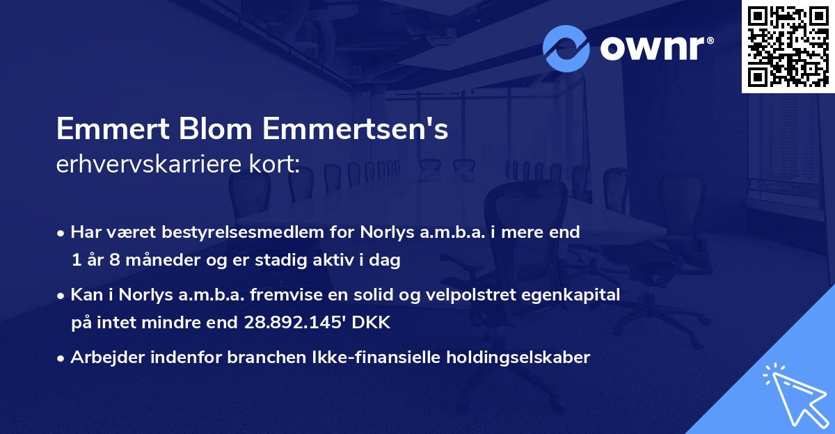 Emmert Blom Emmertsen's erhvervskarriere kort