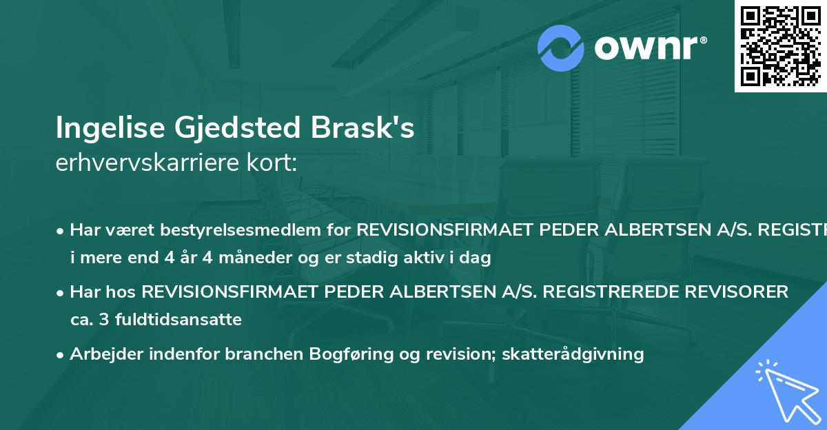 Ingelise Gjedsted Brask's erhvervskarriere kort