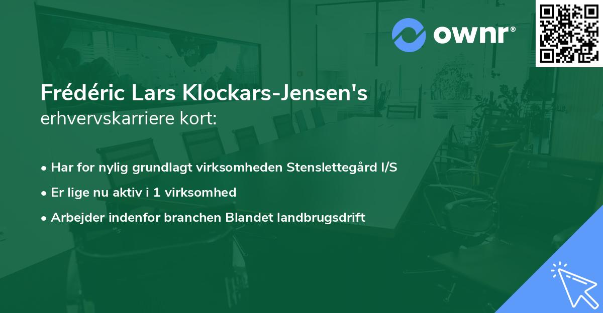 Frédéric Lars Klockars-Jensen's erhvervskarriere kort