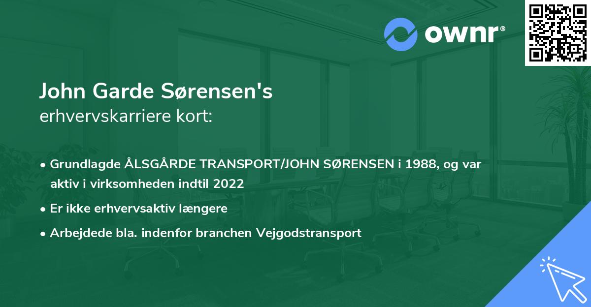 John Garde Sørensen's erhvervskarriere kort
