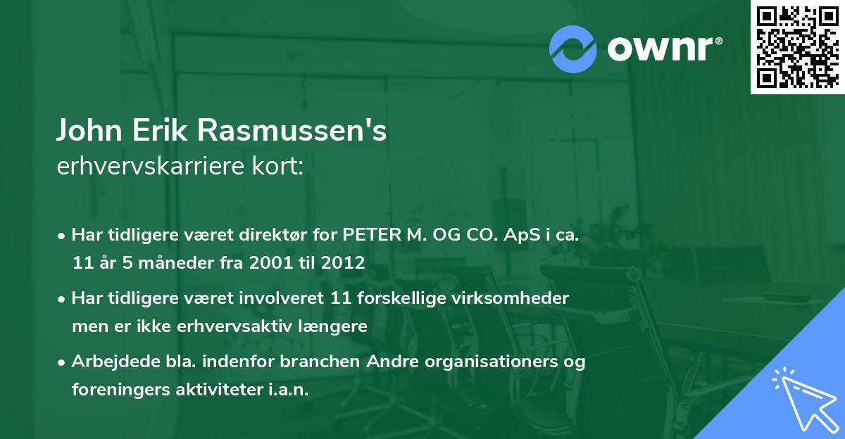 John Erik Rasmussen's erhvervskarriere kort