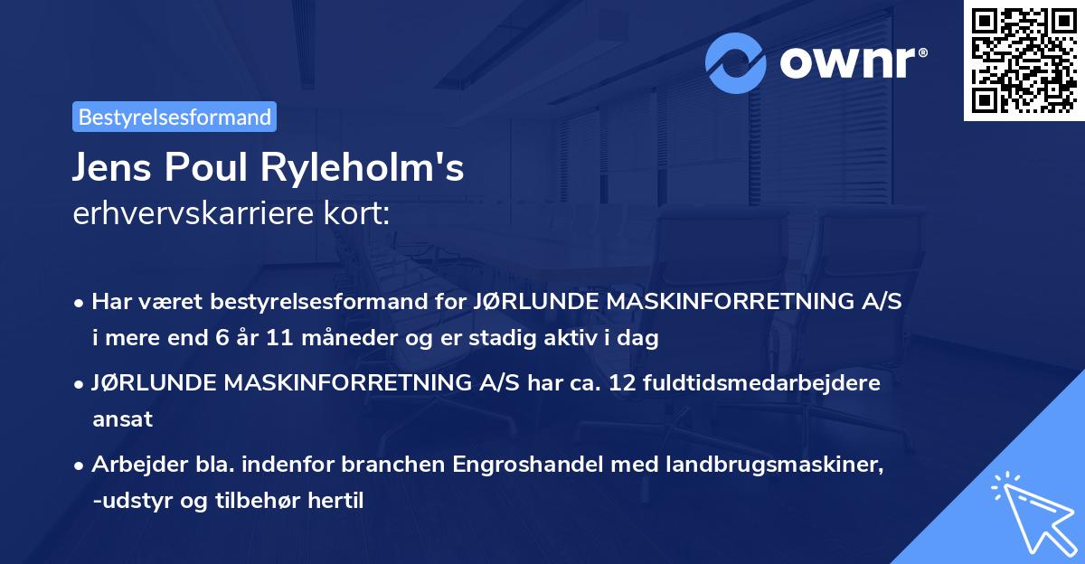 Jens Poul Ryleholm's erhvervskarriere kort