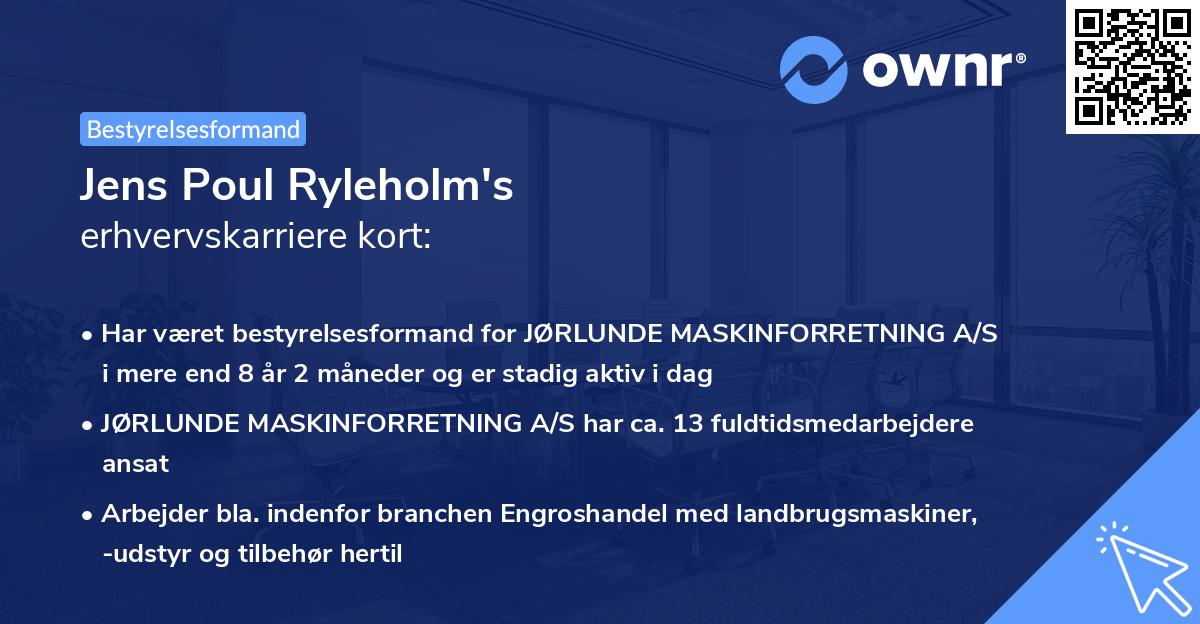 Jens Poul Ryleholm's erhvervskarriere kort