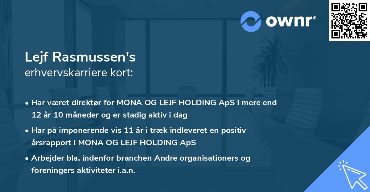 Lejf Rasmussen's erhvervskarriere kort