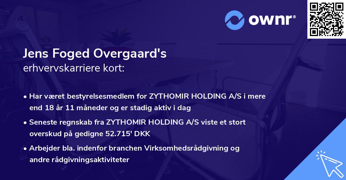 Jens Foged Overgaard's erhvervskarriere kort