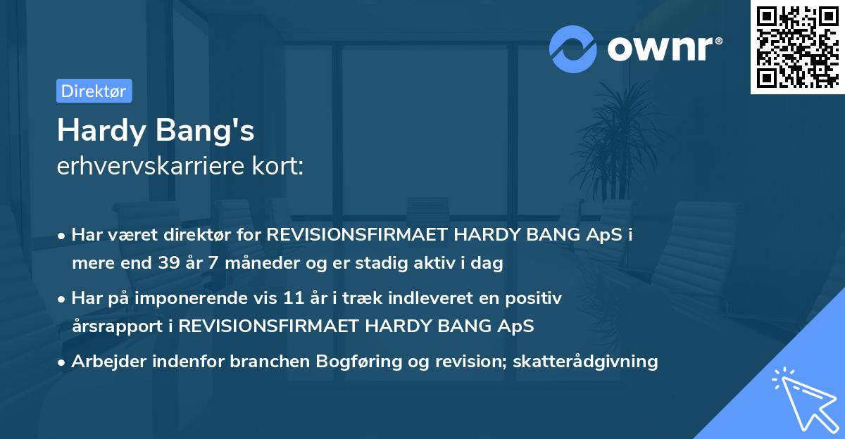 Hardy Bang's erhvervskarriere kort