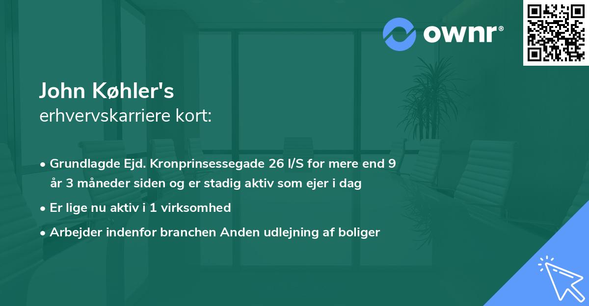 John Køhler's erhvervskarriere kort