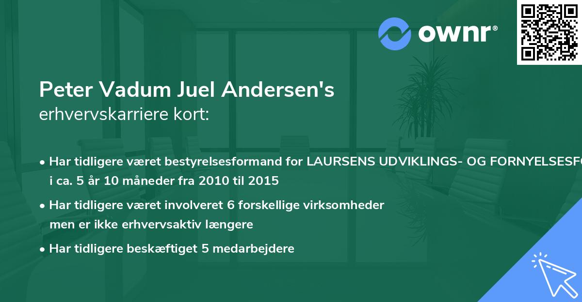 Peter Vadum Juel Andersen's erhvervskarriere kort