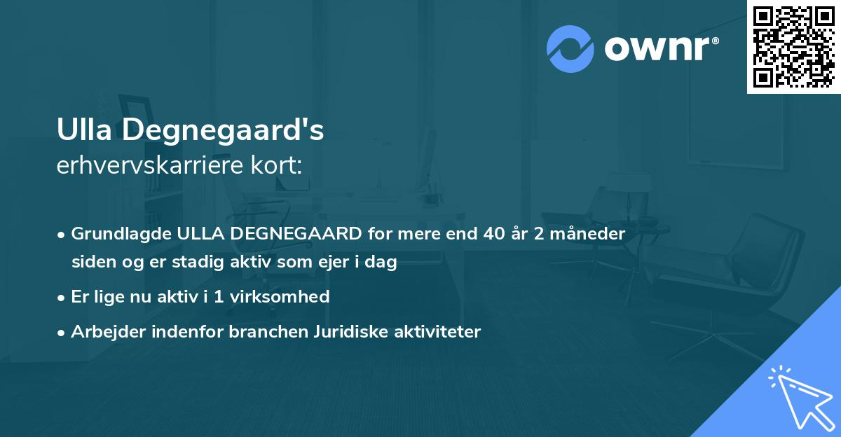 Ulla Degnegaard's erhvervskarriere kort