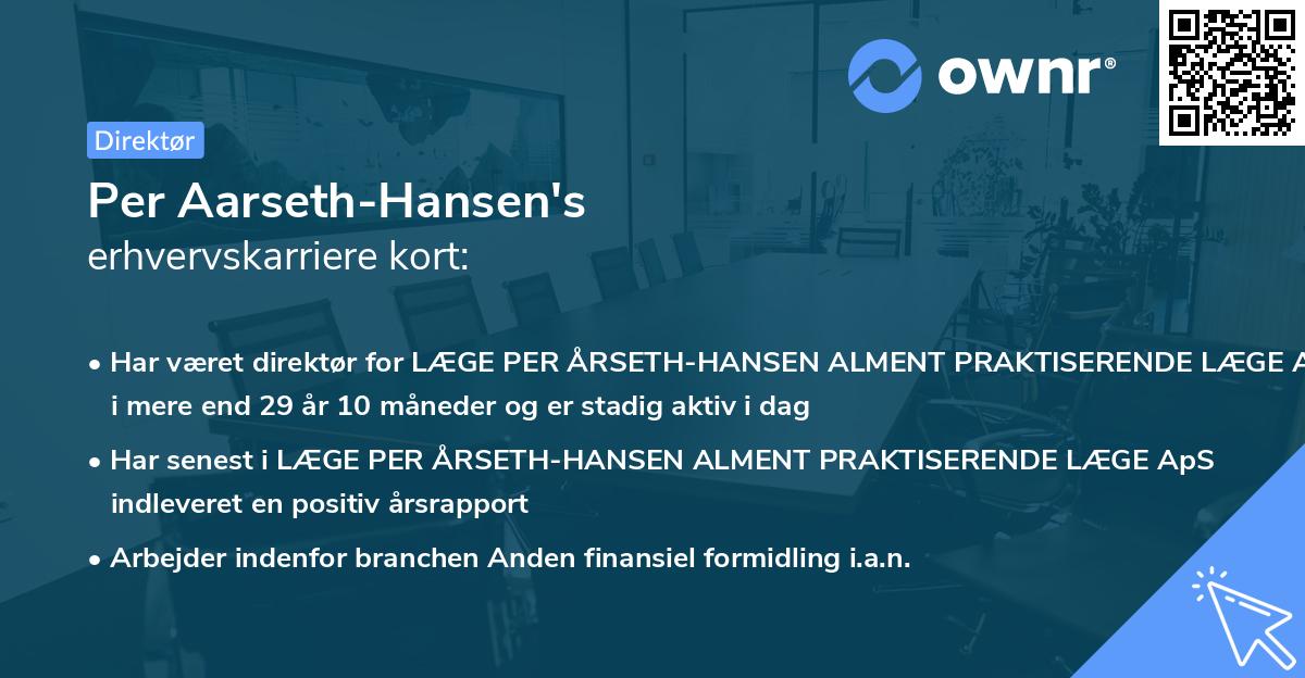 Per Aarseth-Hansen's erhvervskarriere kort