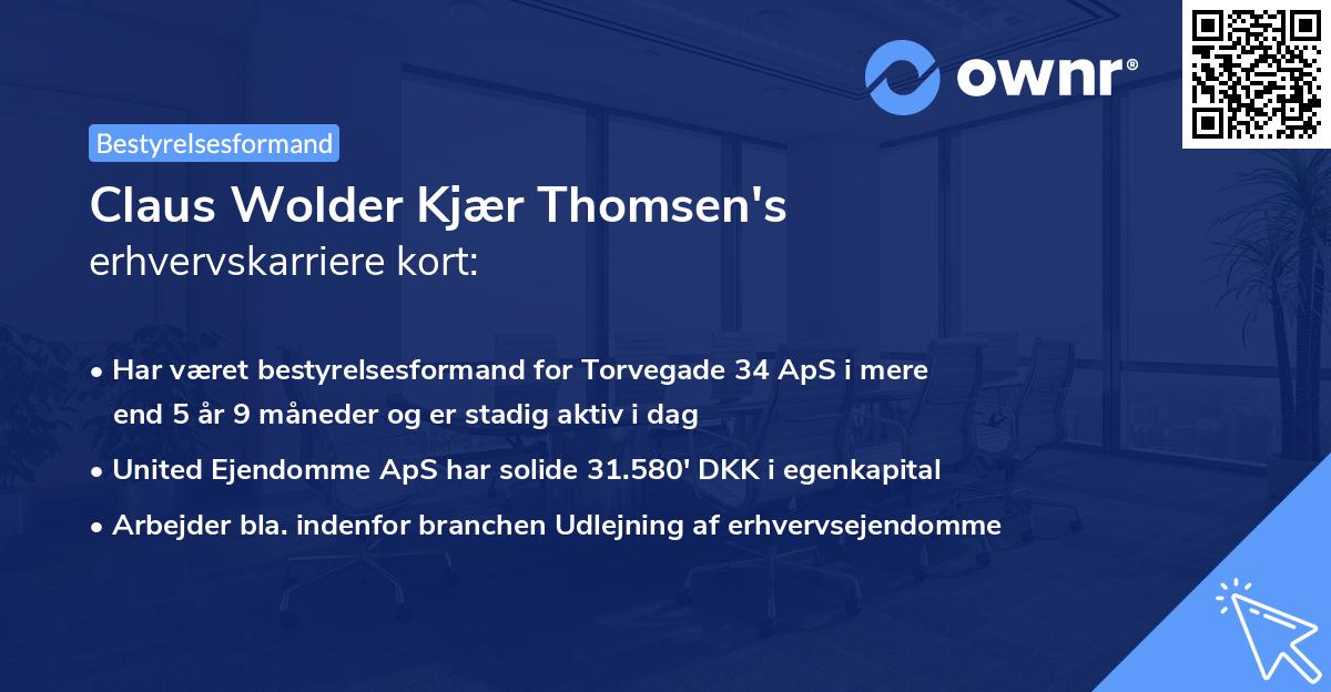 Claus Wolder Kjær Thomsen's erhvervskarriere kort