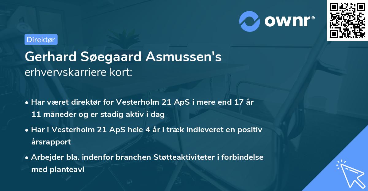 Gerhard Søegaard Asmussen's erhvervskarriere kort